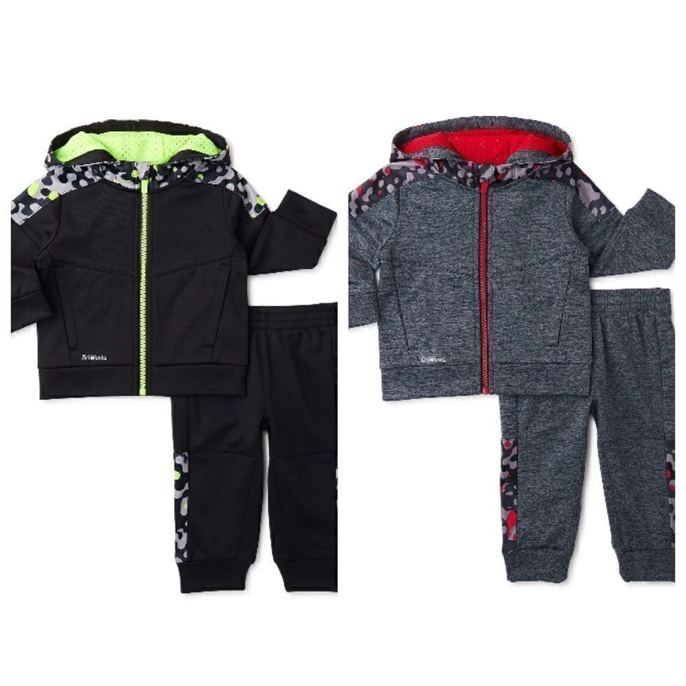 BABY BOYS ATHLETIC Fleece Hoodie Jacket & Pants 2-Piece Set, 2-Pack Size 0/3M